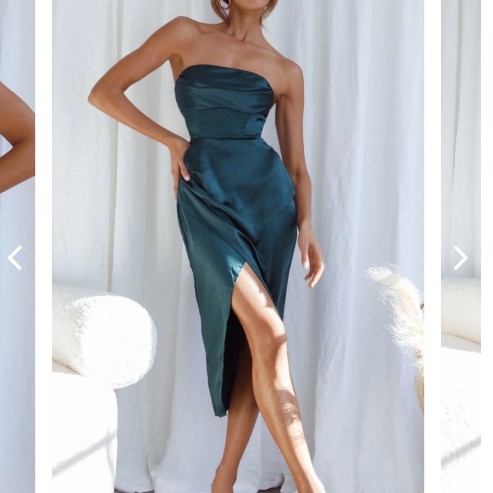 Dolce Vita Cowl Bust Strapless Midi Dress Forest Green